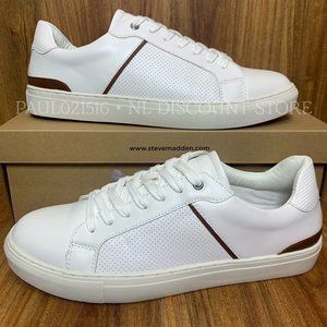 STEVE MADDEN Men's P-COOPR Casual Court Sneaker Shoes, White